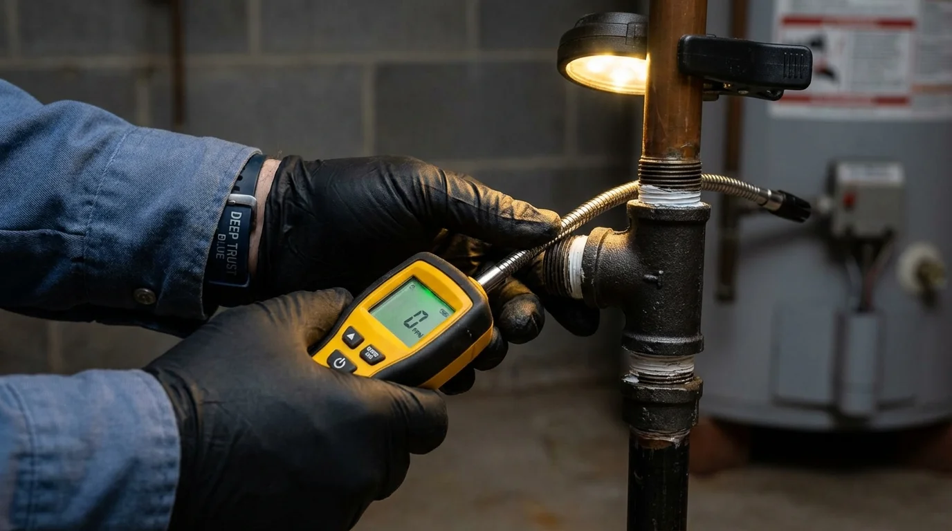 Gas leak detection with electronic sniffer by Johns Plumbing LLC in Chichester