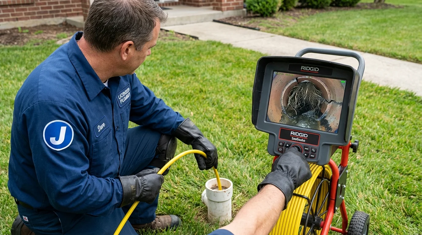 Sewer camera inspection being performed by Johns Plumbing LLC in Chichester